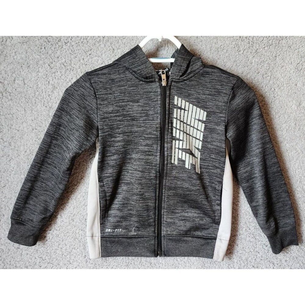Nike Dri Fit‎ Heather Gray Full Zip Hoodie Jacket Baby Size 6M 100% Polyester